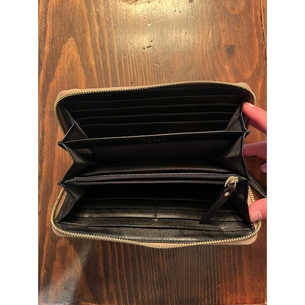 Kate Spade Cheetah Continental Wallet With Zipper And Three Internal Sections